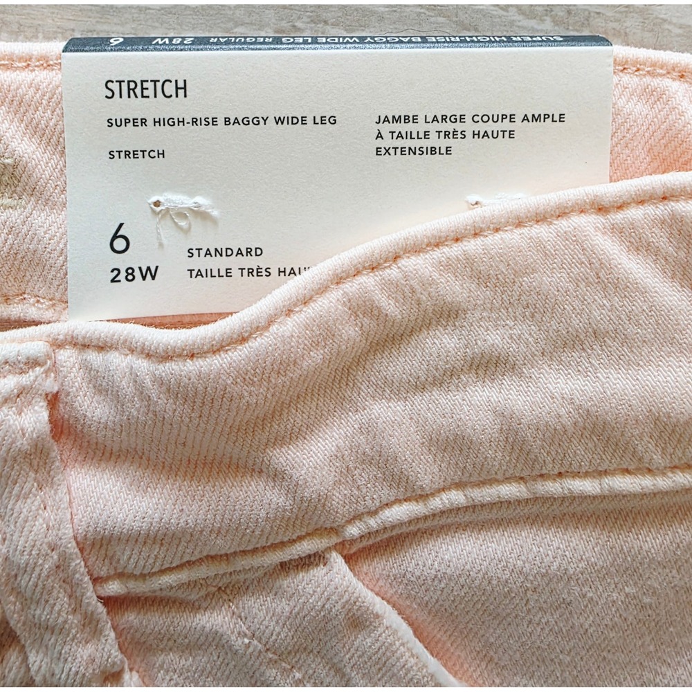 American Eagle 6 Super High-Rise Baggy Wide Leg Jeans Pale Pink 28W NWT - Picture 6 of 16